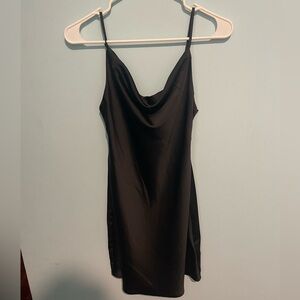 Urban Outfitters Black Satin Slip Mini Dress